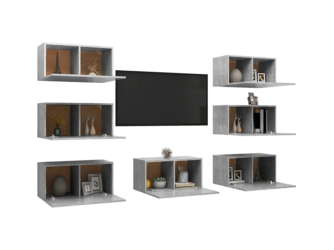 Ceylar  Tv-meubelen 7 st 30,5x30x60 cm bewerkt hout betongrijs