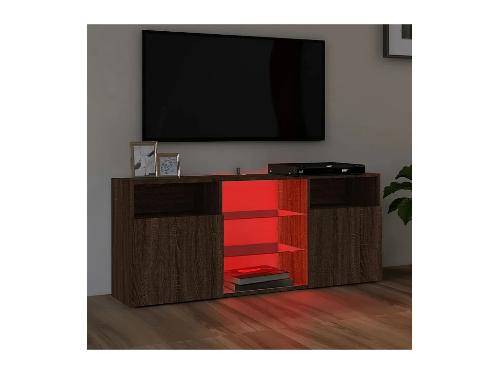 Webster City  Tv-meubel met LED-verlichting 120x30x50 cm bruin eikenkleur