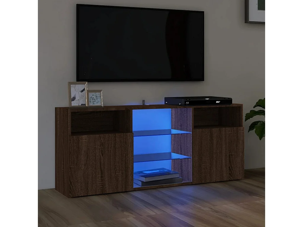 Webster City  Meuble TV avec lumières LED Chêne marron 120x30x50 cm