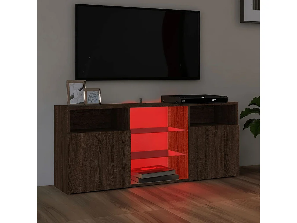 Webster City  Meuble TV avec lumières LED Chêne marron 120x30x50 cm