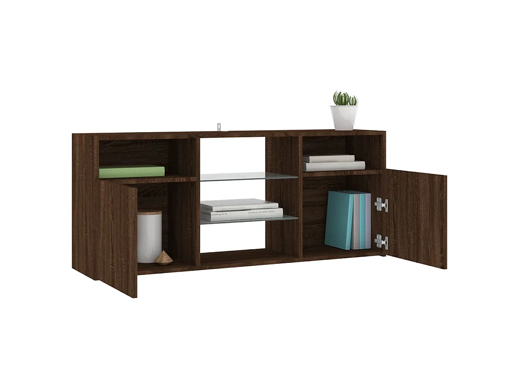 Webster City  Meuble TV avec lumières LED Chêne marron 120x30x50 cm