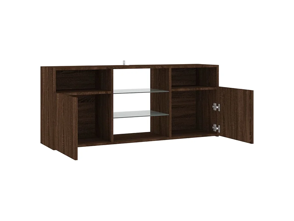 Webster City  Meuble TV avec lumières LED Chêne marron 120x30x50 cm