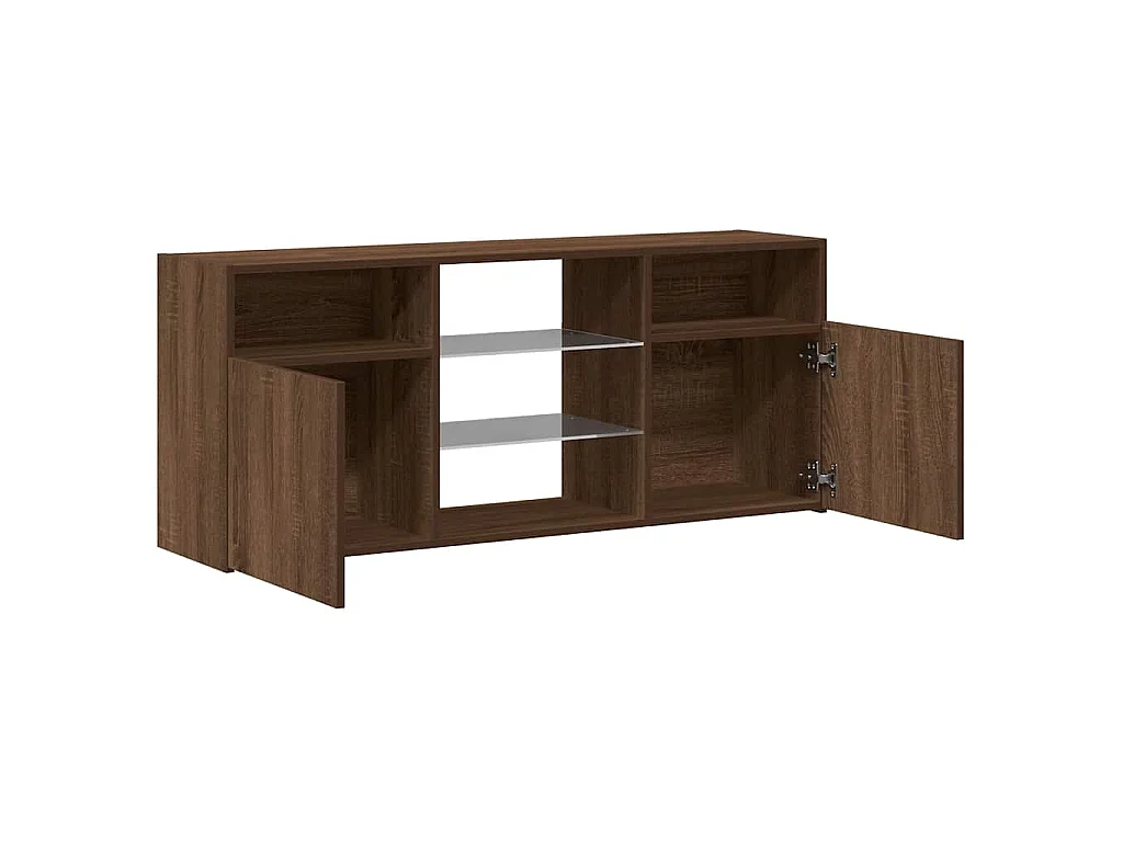 Webster City  Meuble TV avec lumières LED Chêne marron 120x30x50 cm