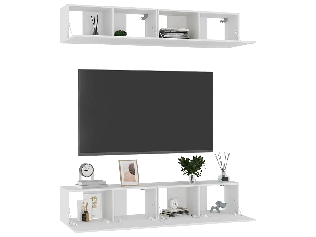 Sultan  Tv-meubelen 4 st 80x30x30 cm bewerkt hout wit