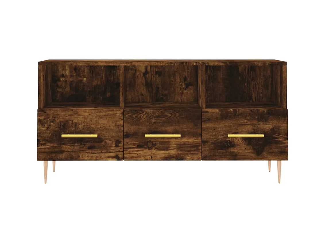 Bishopstown  Meuble TV chêne fumé 102x36x50 cm bois d'ingénierie