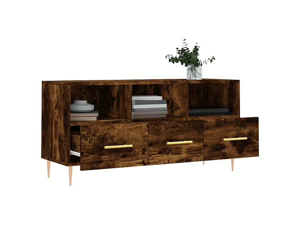 Bishopstown  Meuble TV chêne fumé 102x36x50 cm bois d'ingénierie