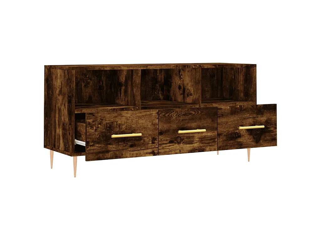 Bishopstown  Meuble TV chêne fumé 102x36x50 cm bois d'ingénierie