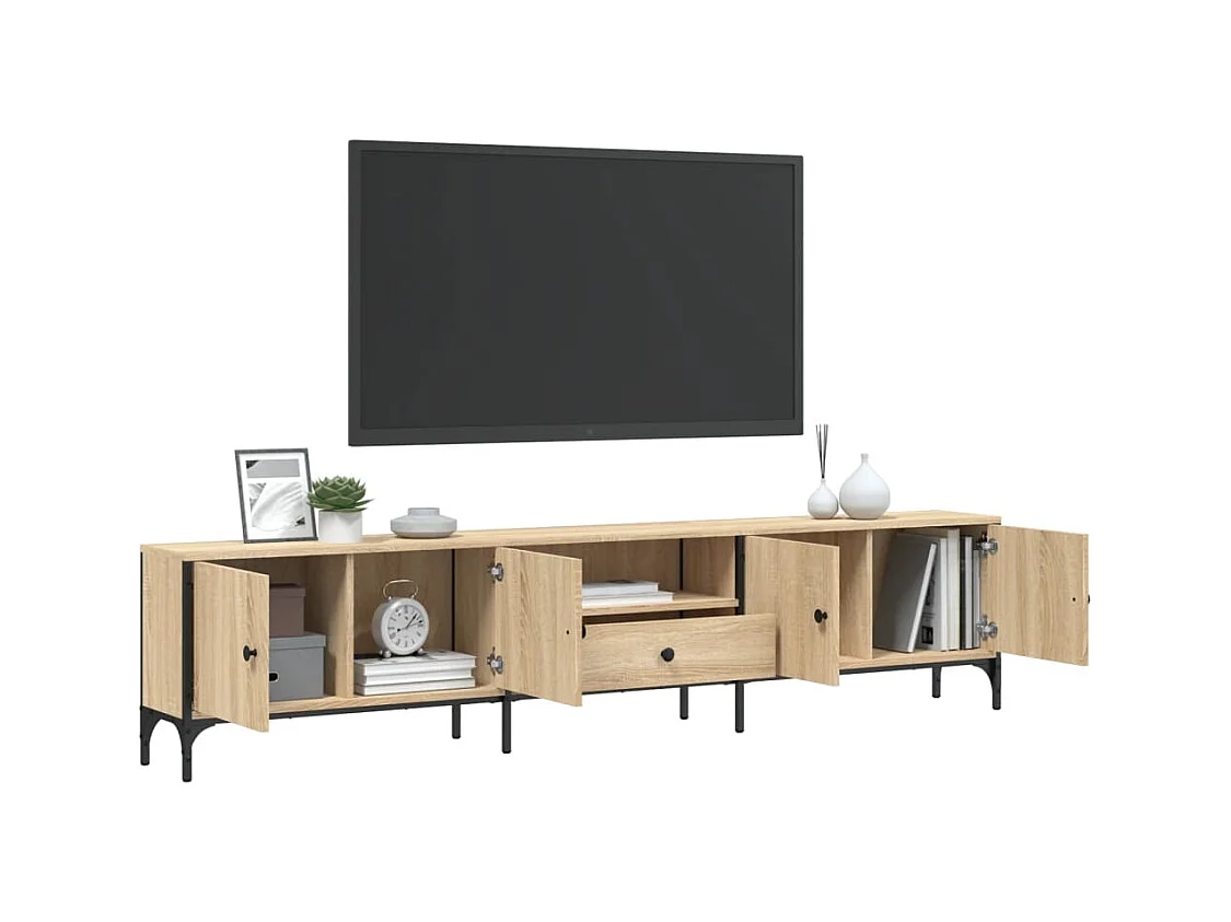Dalton  Meuble TV à tiroir chêne sonoma 200x25x44 cm bois d'ingénierie