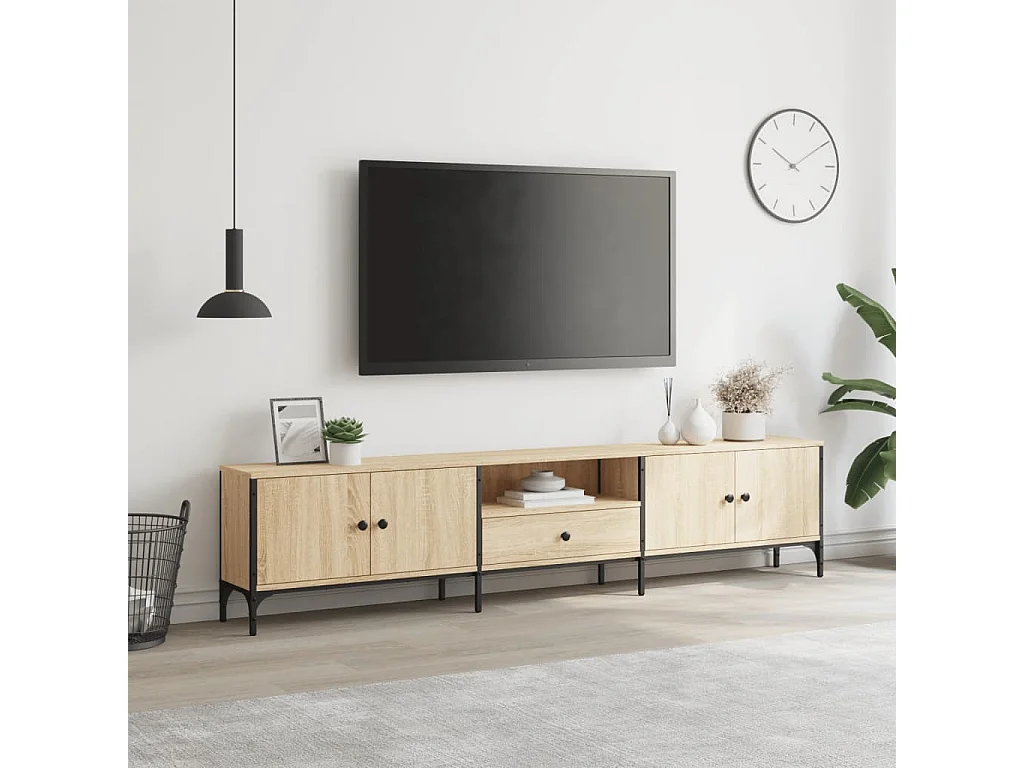 Dalton  Mueble de TV cajón madera ingeniería roble Sonoma 200x25x44 cm