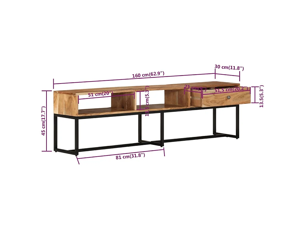 Garden Furniture -  Tv-meubel 160x30x45 cm massief acaciahout