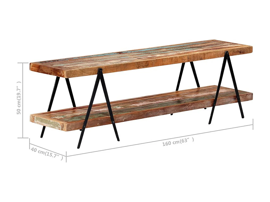 Ronir  Meuble TV 160x40x50 cm Bois de récupération massif