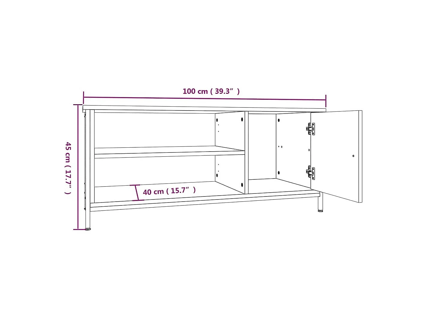 Einar  Meuble TV chêne sonoma 100x40x45 cm bois d'ingénierie