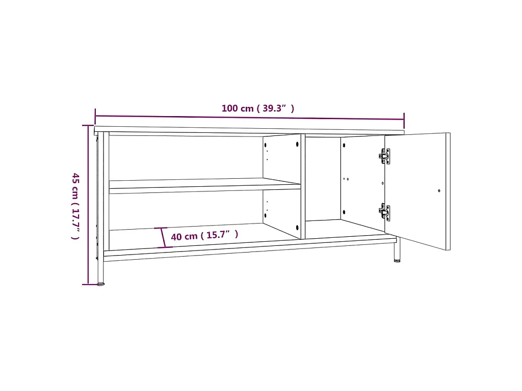 Einar  Meuble TV chêne sonoma 100x40x45 cm bois d'ingénierie