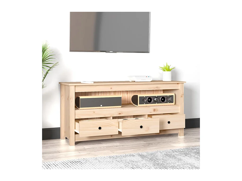 Selim  Meuble TV 114x35x52 cm Bois de pin massif