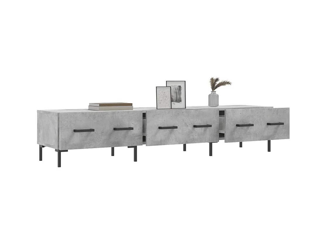 Yusufcan  Meuble TV gris béton 150x36x30 cm bois d'ingénierie