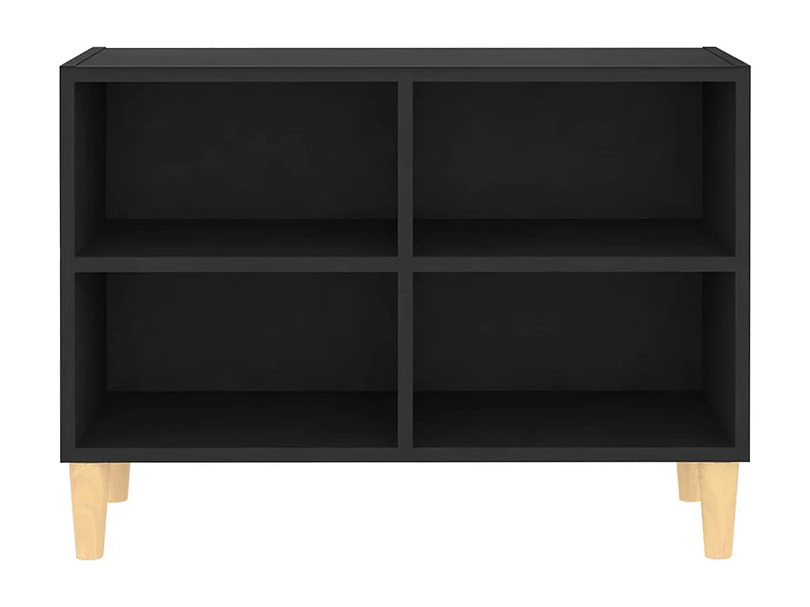 Bridgeville  Meuble TV avec pieds en bois massif Noir 69,5x30x50 cm