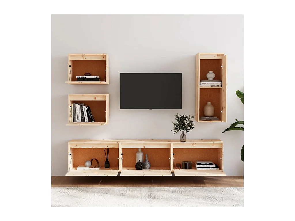 Attalla  Meubles TV 6 pcs Bois massif de pin