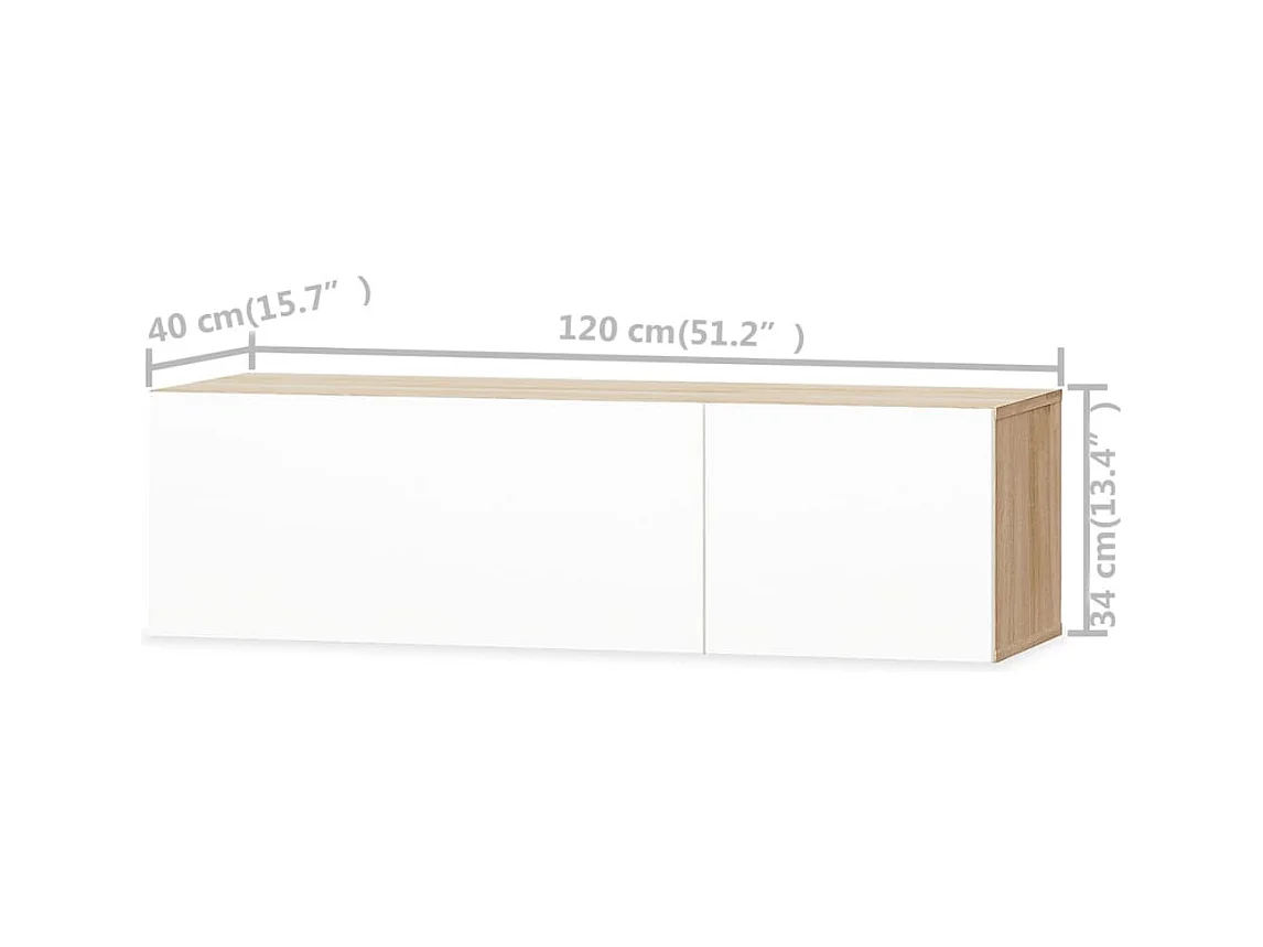 Nyldir  Meubles TV 2 pcs bois d’ingénierie chêne et blanc brillant