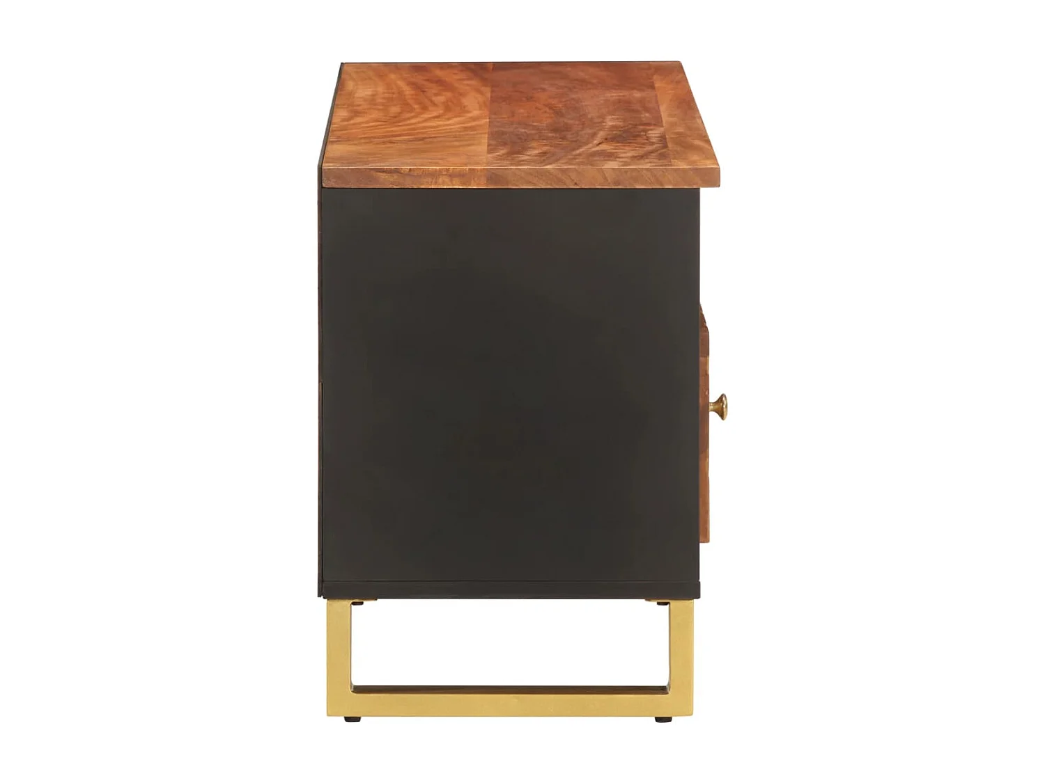 Garden Furniture -  Meuble TV marron et noir 100x33,5x46 cm bois massif de manguier