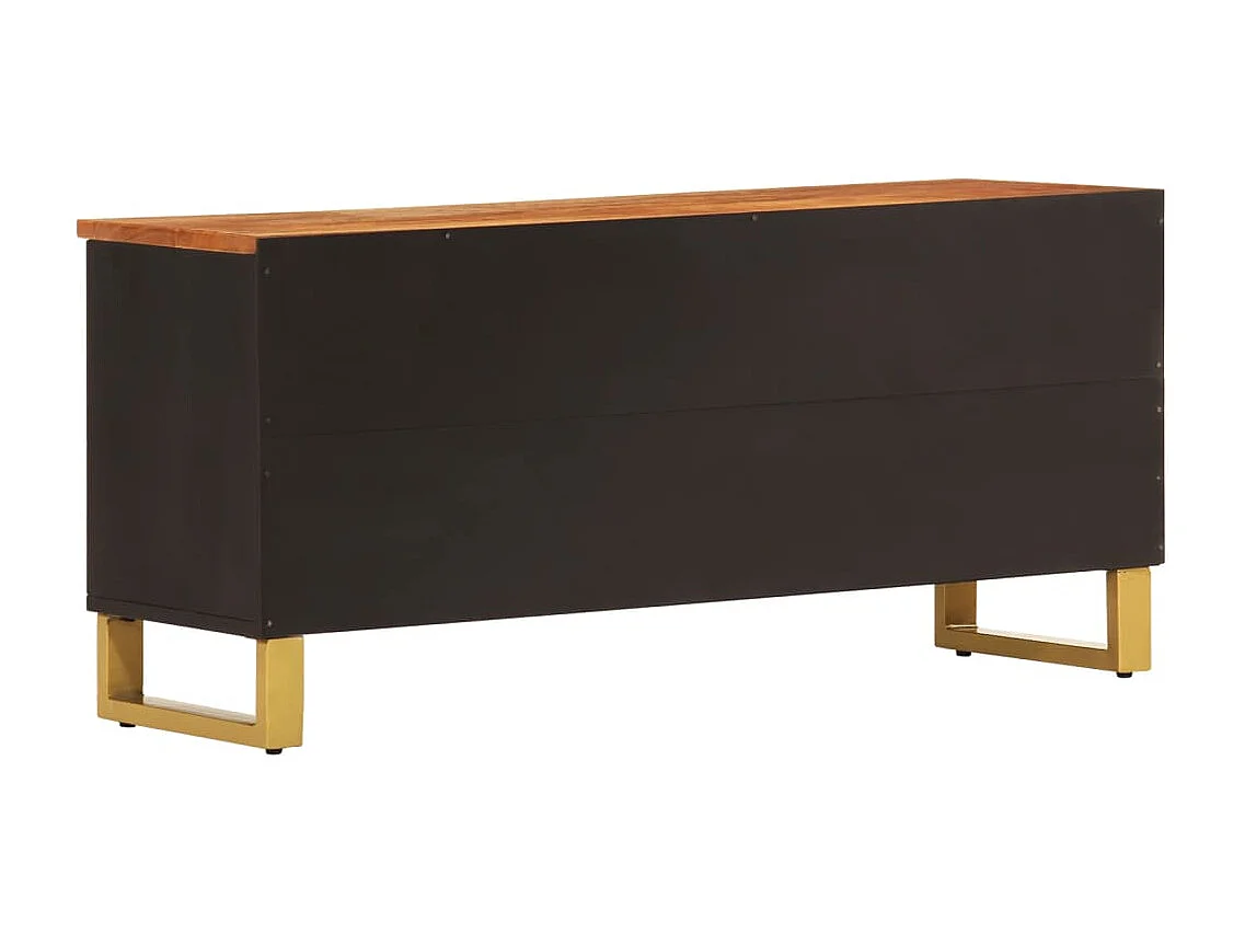 Garden Furniture -  Meuble TV marron et noir 100x33,5x46 cm bois massif de manguier