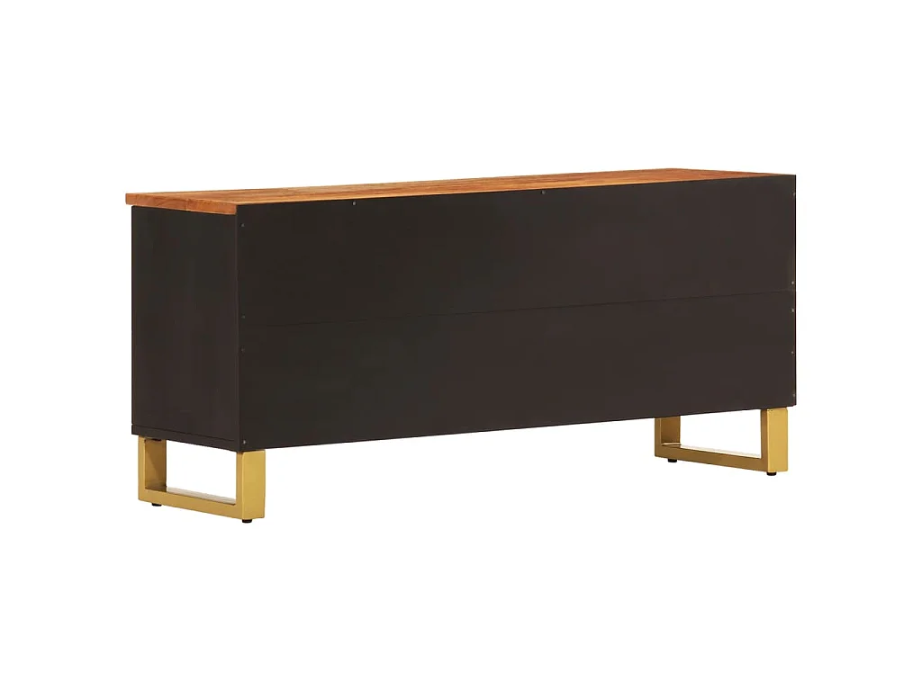 Garden Furniture -  Mueble de TV madera maciza mango marrón y negro 100x33,5x46 cm