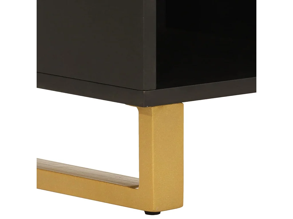 Garden Furniture -  Mueble de TV madera maciza mango marrón y negro 100x33,5x46 cm