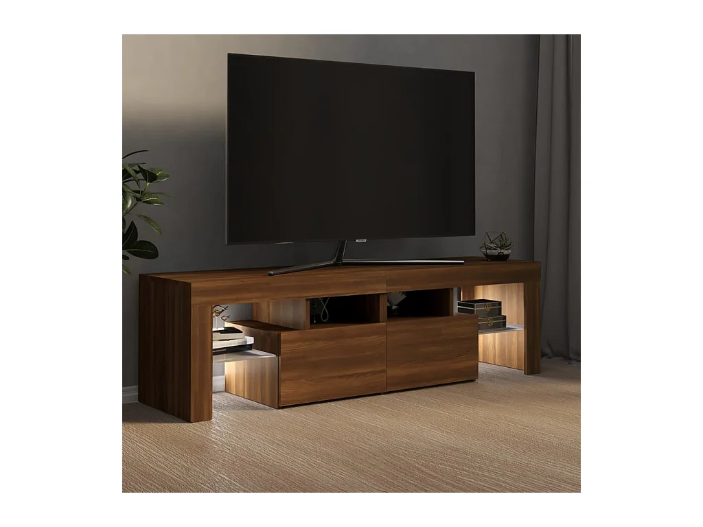 Hayo  Meuble TV avec lumières LED Chêne marron 140x36,5x40 cm