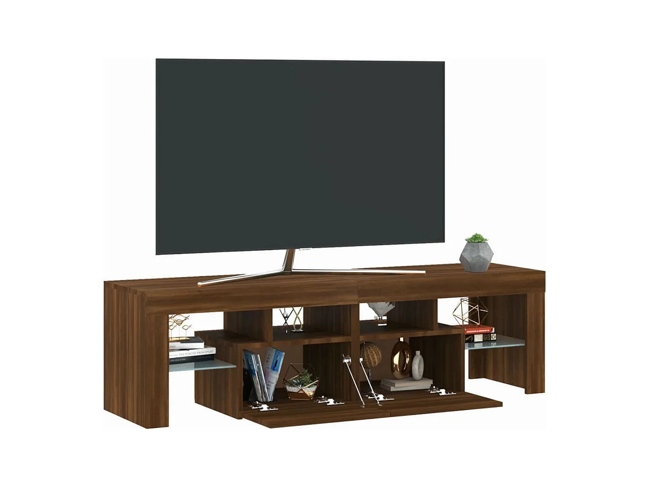 Hayo  Meuble TV avec lumières LED Chêne marron 140x36,5x40 cm