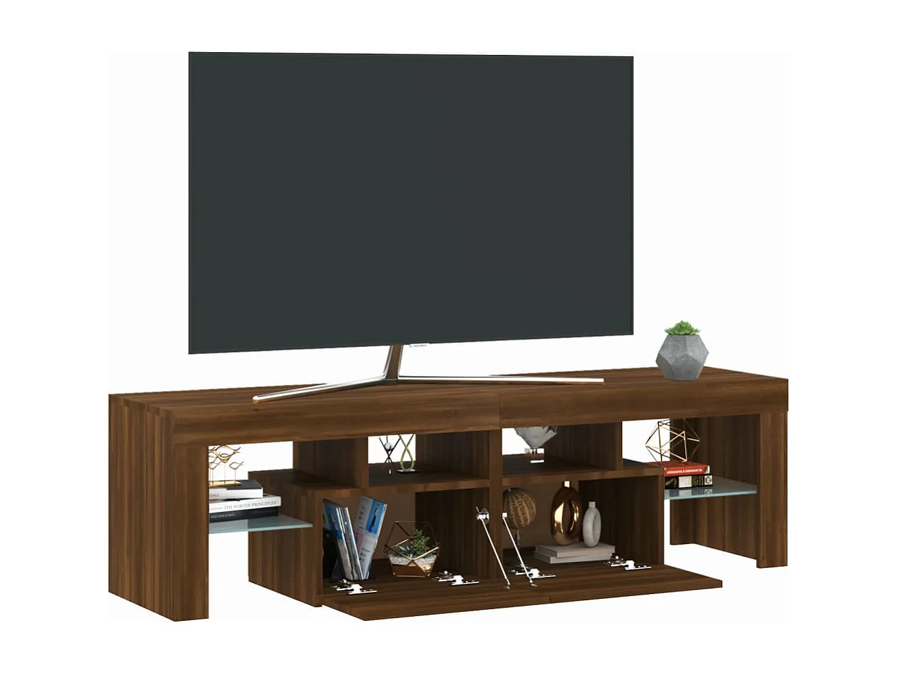 Hayo  Mueble de TV con luces LED marrón roble 140x36,5x40 cm