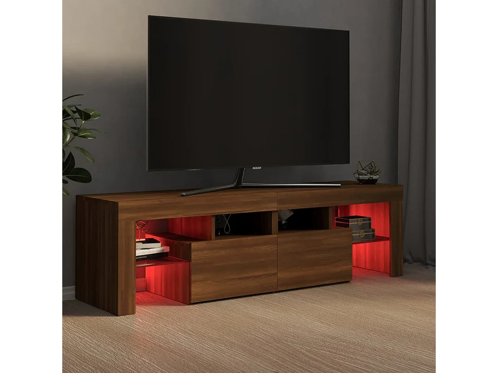 Hayo  Mueble de TV con luces LED marrón roble 140x36,5x40 cm