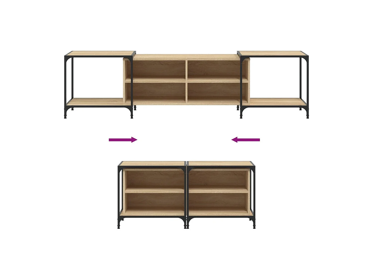 Celorna  Meuble TV chêne sonoma 203x37x50 cm bois d'ingénierie