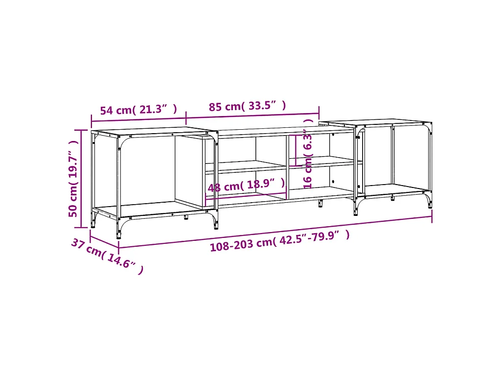 Celorna  Tv-meubel 203x37x50 cm bewerkt hout sonoma eikenkleurig