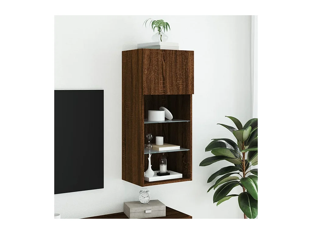 Almar  Tv-meubel met LED-verlichting 40,5x30x90 cm bruin eikenkleur