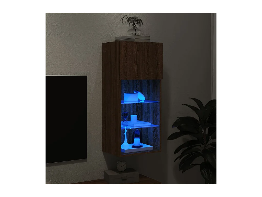Almar  Tv-meubel met LED-verlichting 40,5x30x90 cm bruin eikenkleur