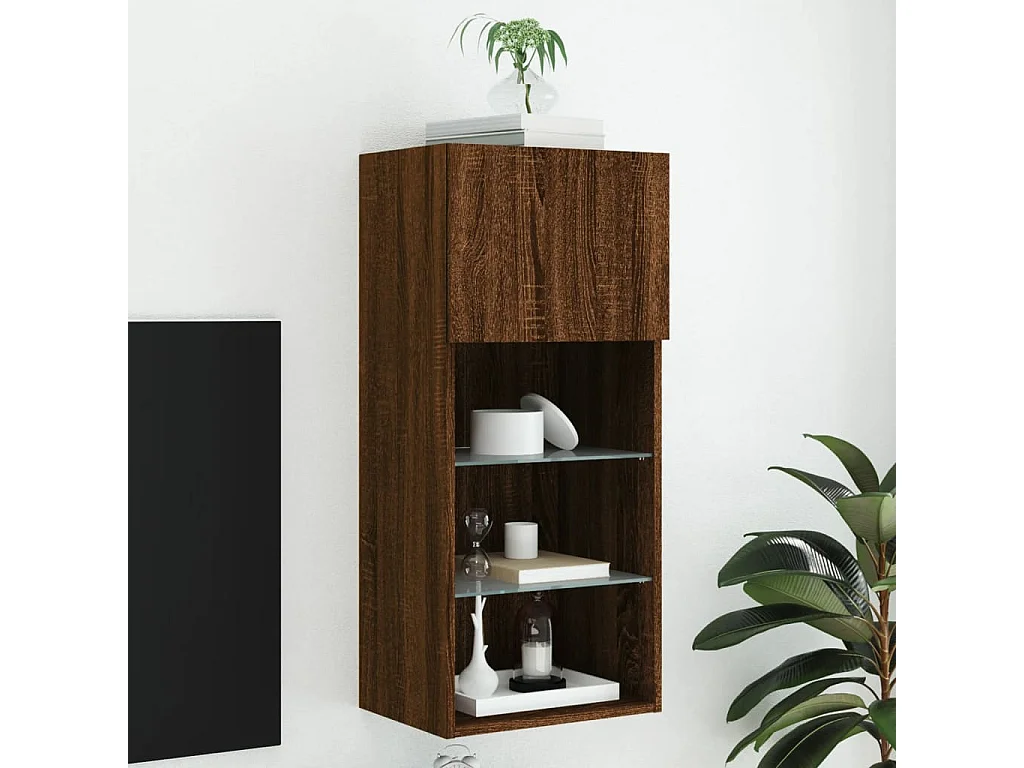 Almar  Meuble TV avec lumières LED chêne marron 40,5x30x90 cm