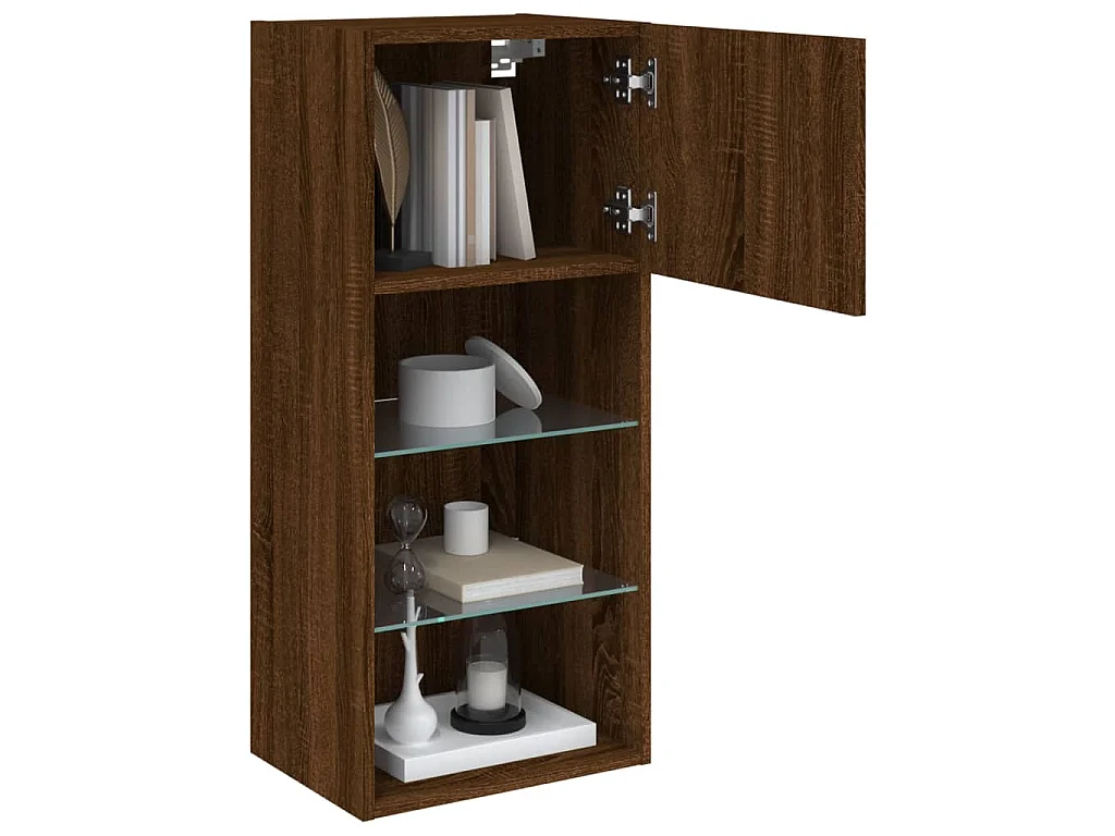 Almar  Tv-meubel met LED-verlichting 40,5x30x90 cm bruin eikenkleur