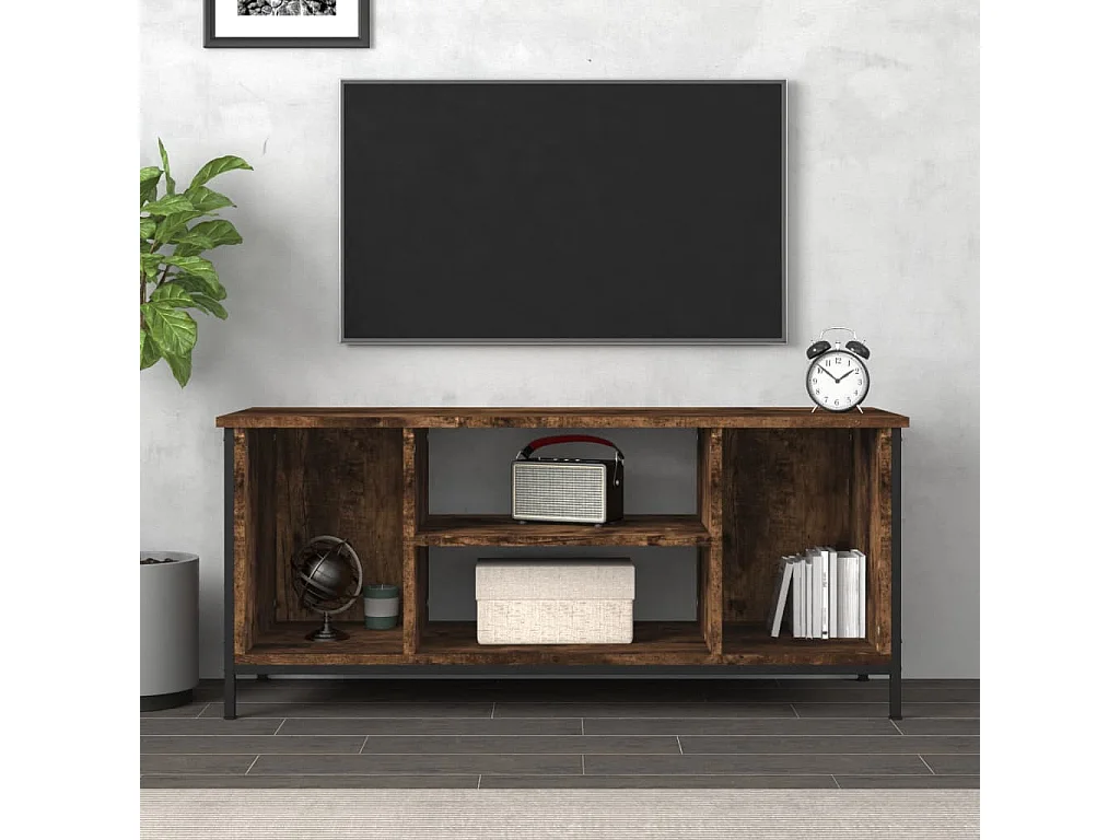 Ypel  Meuble TV chêne fumé 102x35x45 cm bois d'ingénierie