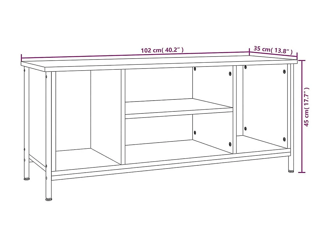 Ypel  Meuble TV chêne fumé 102x35x45 cm bois d'ingénierie