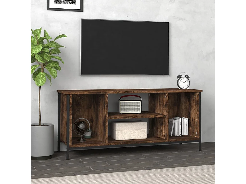 Ypel  Meuble TV chêne fumé 102x35x45 cm bois d'ingénierie