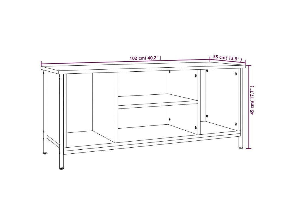 Ypel  Meuble TV chêne fumé 102x35x45 cm bois d'ingénierie