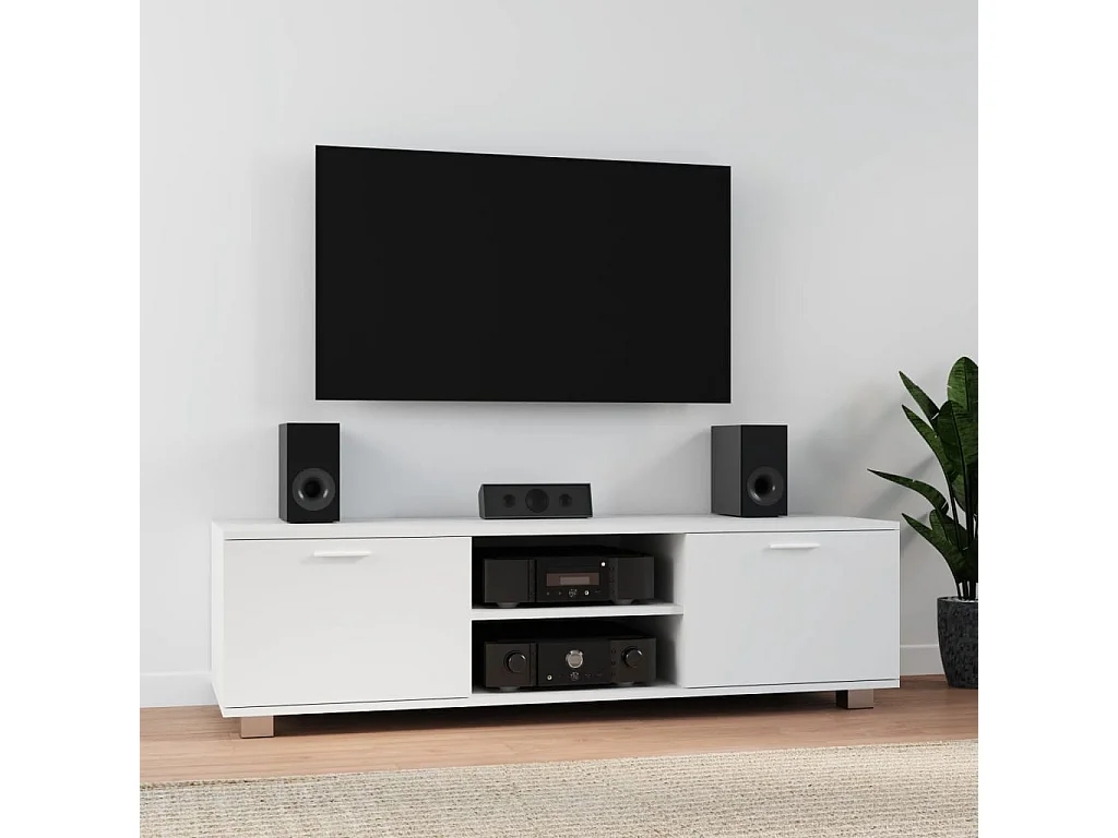 Stuarts Draft  Meuble TV Blanc 140x40,5x35 cm Bois d'ingénierie