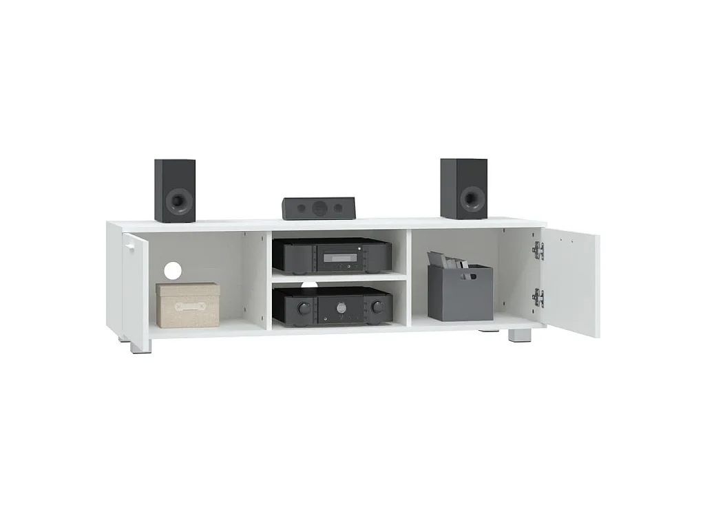 Stuarts Draft  Meuble TV Blanc 140x40,5x35 cm Bois d'ingénierie