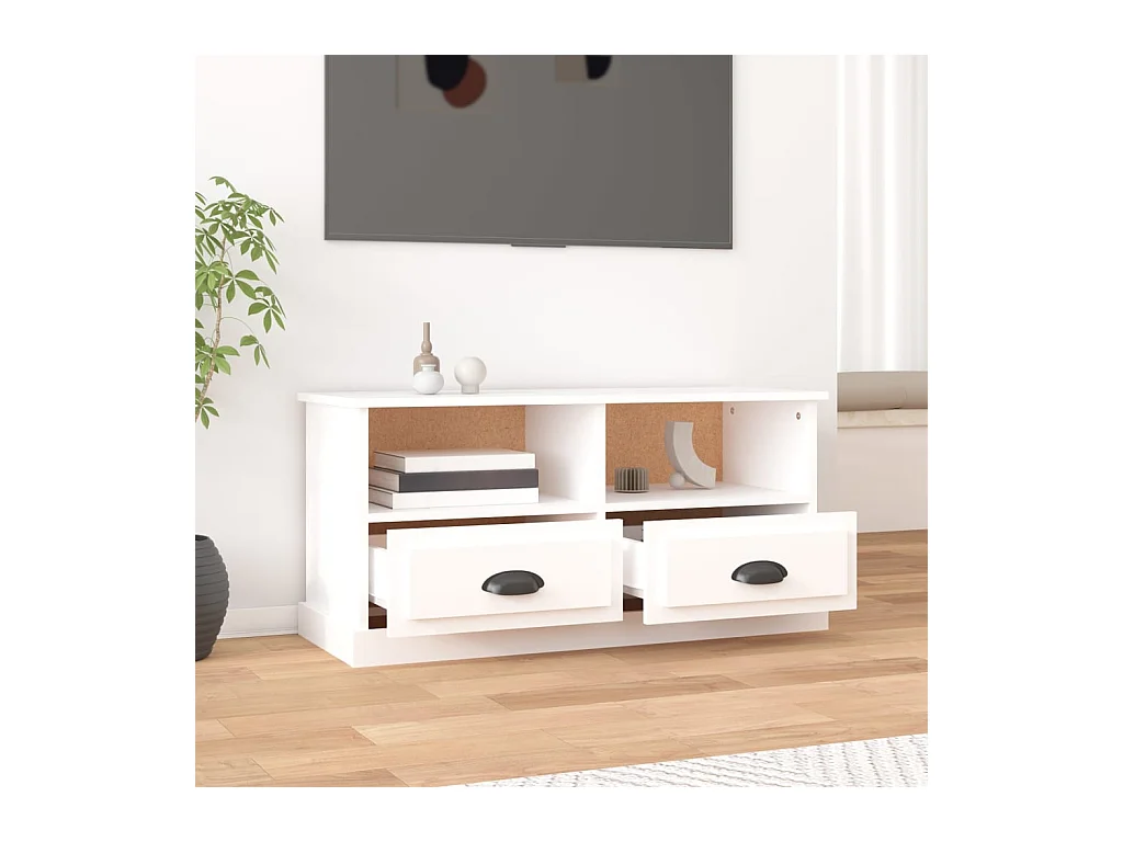 Vrelmi  Meuble TV blanc 93x35,5x45 cm bois d'ingénierie