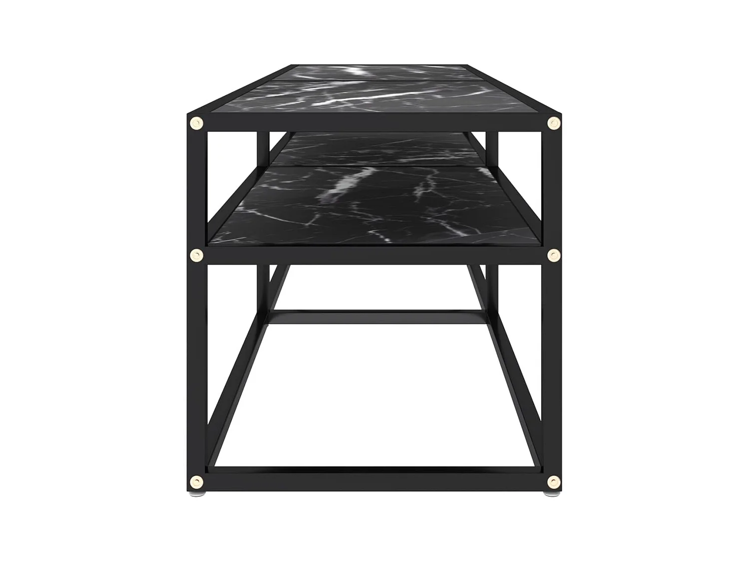 Ballypatrick  Meuble TV marbre noir 140x40x40,5 cm verre trempé