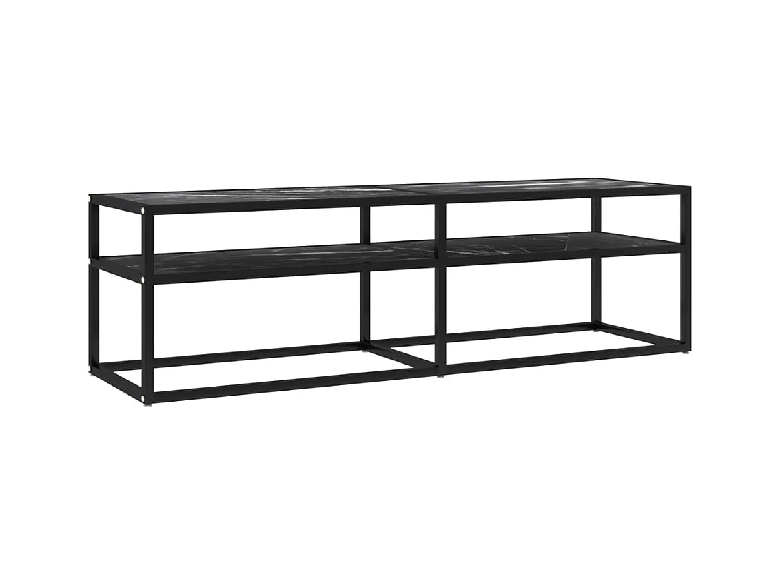 Ballypatrick  Mueble de TV vidrio templado color mármol negro 140x40x40,5 cm