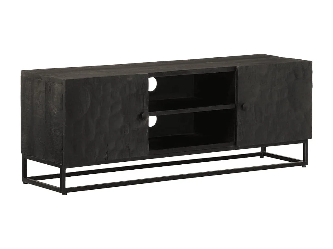 Garden Furniture -  Meuble TV noir 110x30x40 cm bois massif de manguier et fer