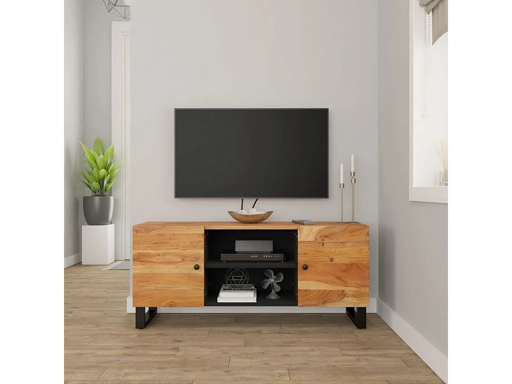 Grimdun  Meuble TV 105x33x46 cm Bois d'acacia massif