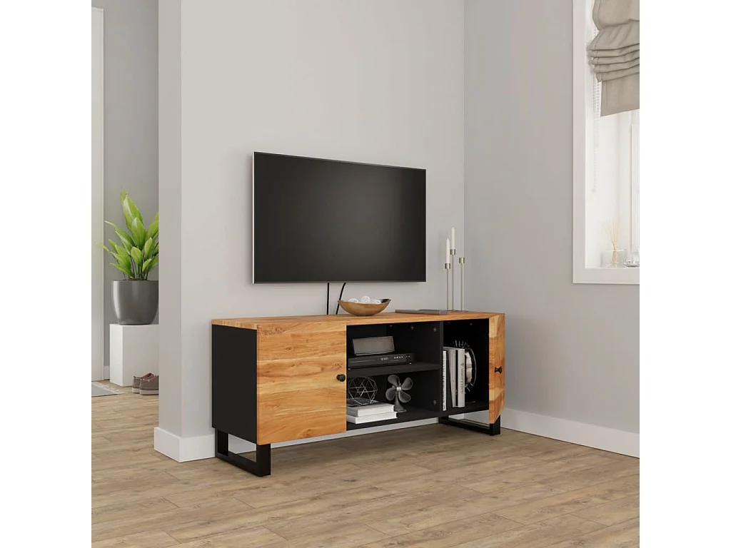 Grimdun  Meuble TV 105x33x46 cm Bois d'acacia massif