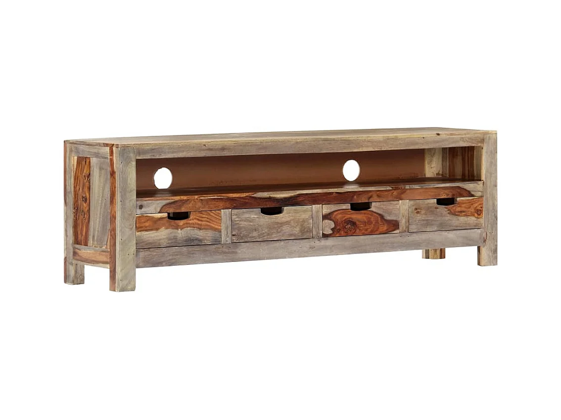 Garden Furniture -  Mueble de TV madera maciza de acacia 130x30x40 cm