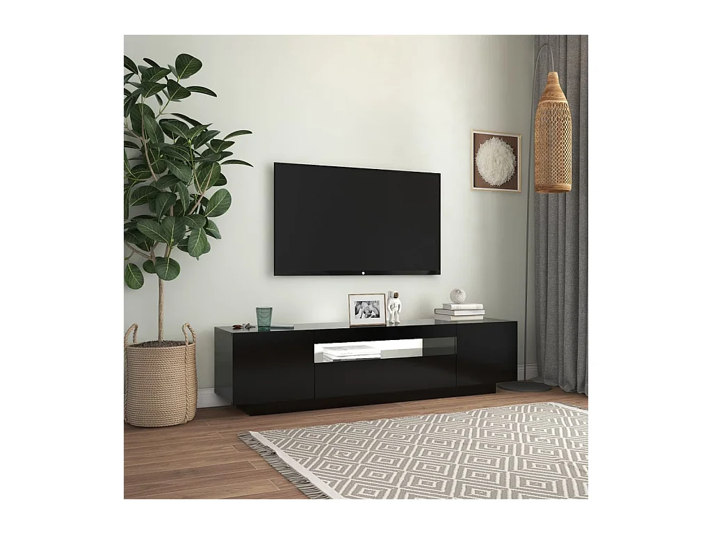 Crescent City  Meuble TV avec lumières LED noir 160x35x40 cm
